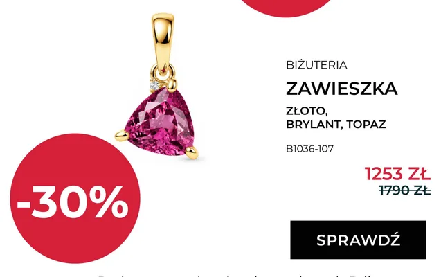 Zawieszka Briju złoto brylant topaz B1036-107 promocja w Briju
