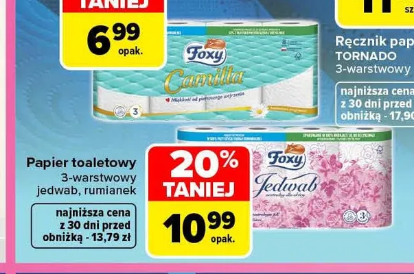 Papier toaletowy 3-warstwowy rumianek Foxy promocja w Carrefour