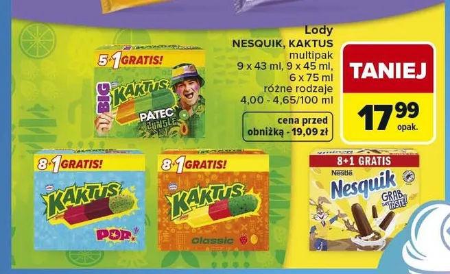 Lody Kaktus multipak promocja w Carrefour