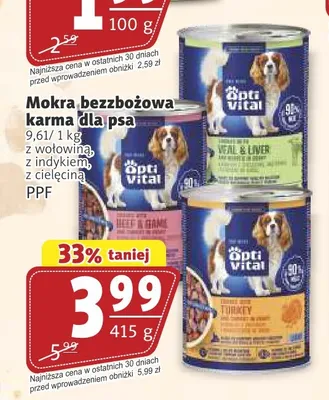 Mokra bezzbożowa karma dla psa Opti Vital z cielęciną promocja w Prim Market