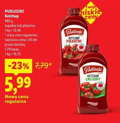 Ketchup pikantny Pudliszki promocja w Lidl