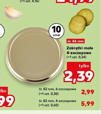 Zakrętki 6-zaczepowe śr. 82 mm 10-pak promocja w Kaufland