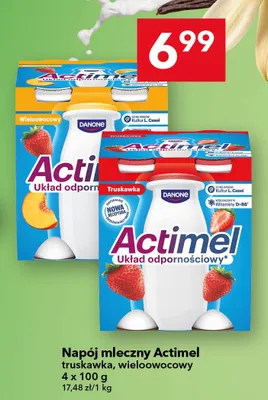 Napój mleczny Actimel truskawka 4-pak promocja w LEWIATAN