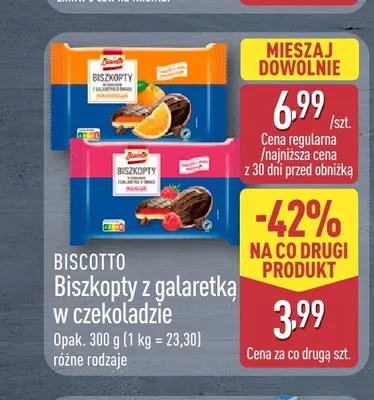 Biszkopty z galaretką w czekoladzie Biscotto promocja w Aldi