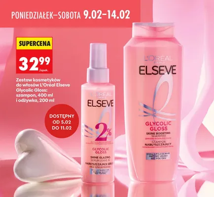 Zestaw kosmetyków do włosów Glycolic Gloss: szampon 400 ml i odżywka 200 ml promocja w Biedronka