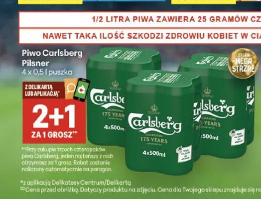 Piwo Carlsberg Pilsner 4-pak promocja w Delikatesy Centrum