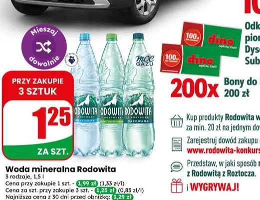 Woda mineralna Rodowita z Roztocza promocja w Dino