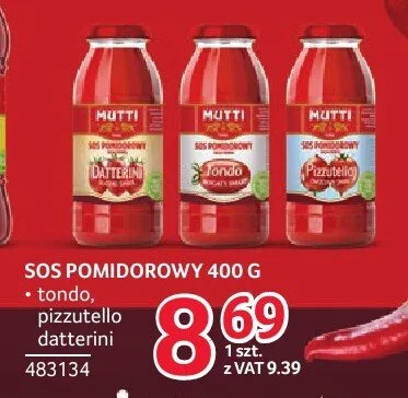 Sos pomidorowy Mutti promocja w Selgros