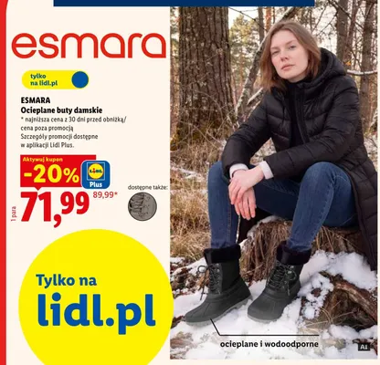 Ocieplane buty damskie Esmara promocja w Lidl