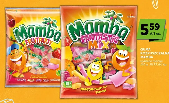 Guma rozpuszczalna Mamba Fruit Party promocja w Euro Sklep