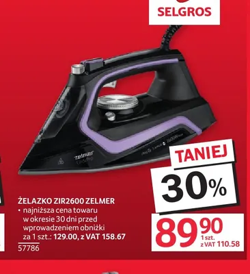 Żelazko ZIR2600 Zelmer promocja w Selgros