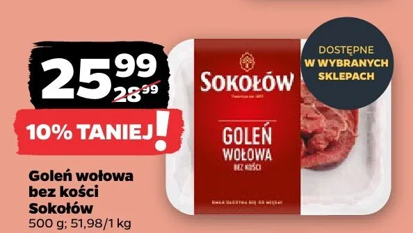Goleń wołowa bez kości Sokołów promocja w Netto
