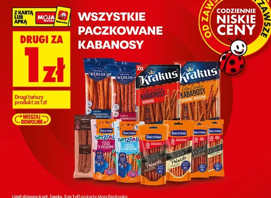 Kabanosy drobiowo-wieprzowe Kraina Wędlin promocja w Biedronka
