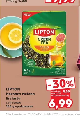 Herbata zielona liściasta cytrusowa Lipton promocja w Kaufland
