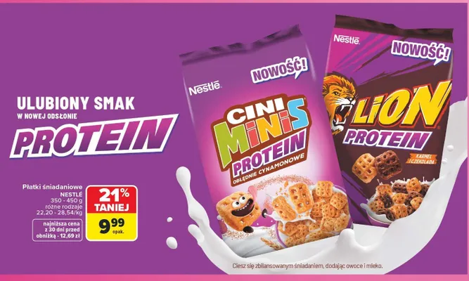 Płatki śniadaniowe Nestlé Lion Protein promocja w Carrefour