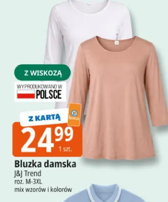 Bluzka damska roz. M-3XL mix wzorów i kolorów promocja w Leclerc