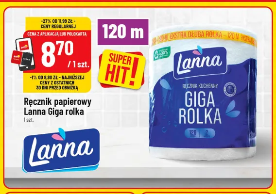 Ręcznik papierowy Lanna Giga rolka promocja w POLOmarket