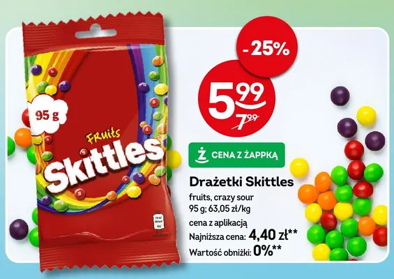 Drażetki Skittles crazy sour promocja w Żabka