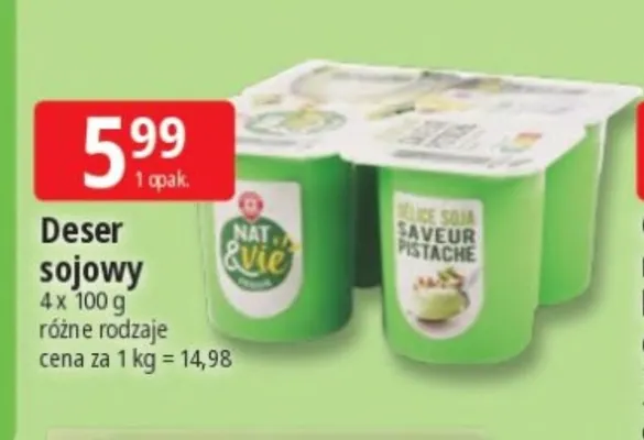 Deser sojowy Nat & Vie 4-pak promocja w Leclerc
