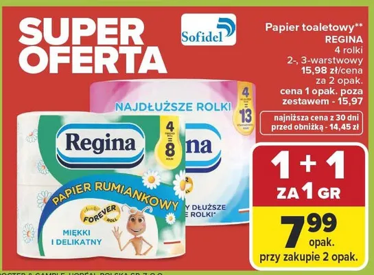 Papier toaletowy rumiankowy 4 rolki 2-warstwowy promocja w Carrefour