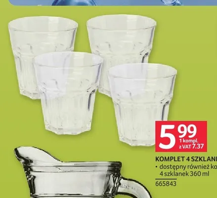 Komplet 4 szklanek 300 ml promocja w Selgros