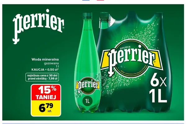 Woda mineralna gazowana Perrier promocja w Carrefour Market