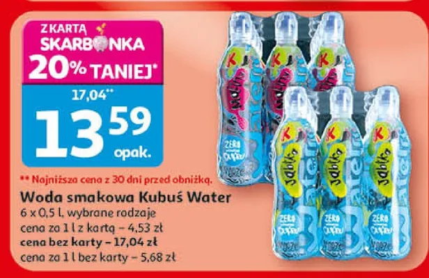 Woda smakowa Kubuś Water 6 x 0.5 l, wybrane rodzaje promocja w Auchan