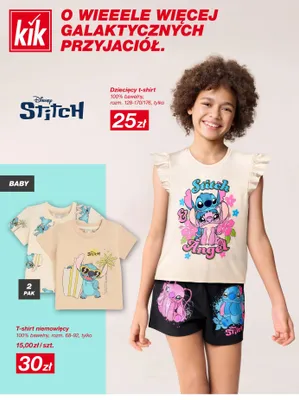Dziecięcy t-shirt Disney Stitch 100% bawełny rozm. 128-170/176 promocja w KiK