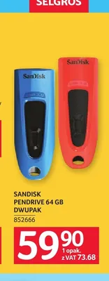 Pendrive SanDisk 64 Gb 2-pak promocja w Selgros