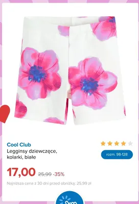 Legginsy dziewczęce kolarki Cool Club białe promocja w Smyk