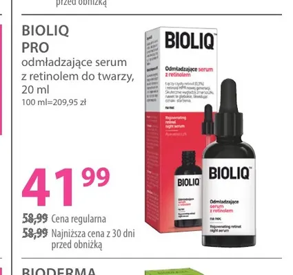 Pro odmładzające serum z retinolem do twarzy Bioliq promocja w Hebe