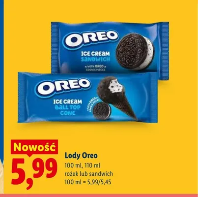 Lody Oreo sandwich promocja w Lidl
