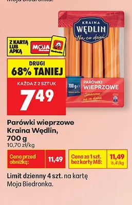 Parówki wieprzowe promocja w Biedronka