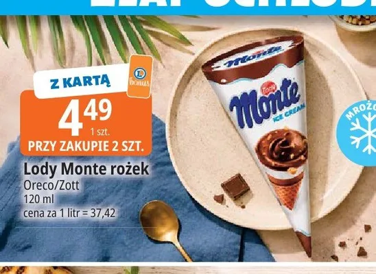 Lody Monte rożek promocja w Leclerc