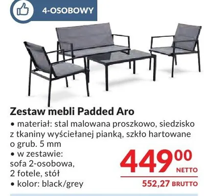 Zestaw mebli Padded Aro 4-osobowy promocja w Makro