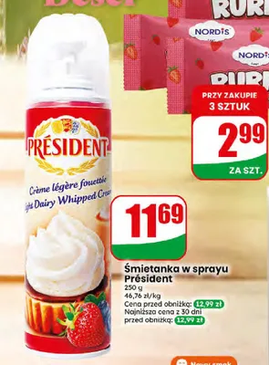 Śmietanka w sprayu Président promocja w Dino