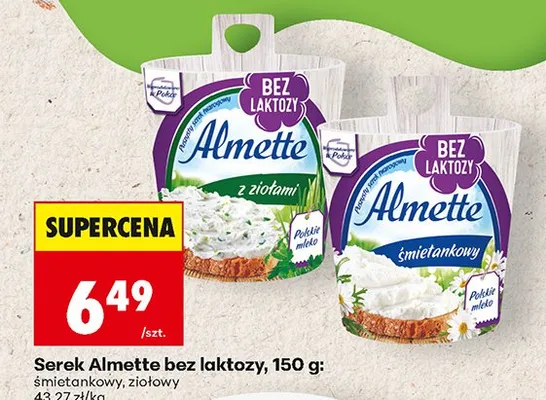 Serek Almette bez laktozy ziołowy 150g promocja w Biedronka