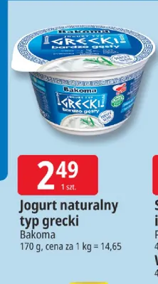 Jogurt naturalny typ grecki Bakoma promocja w Leclerc