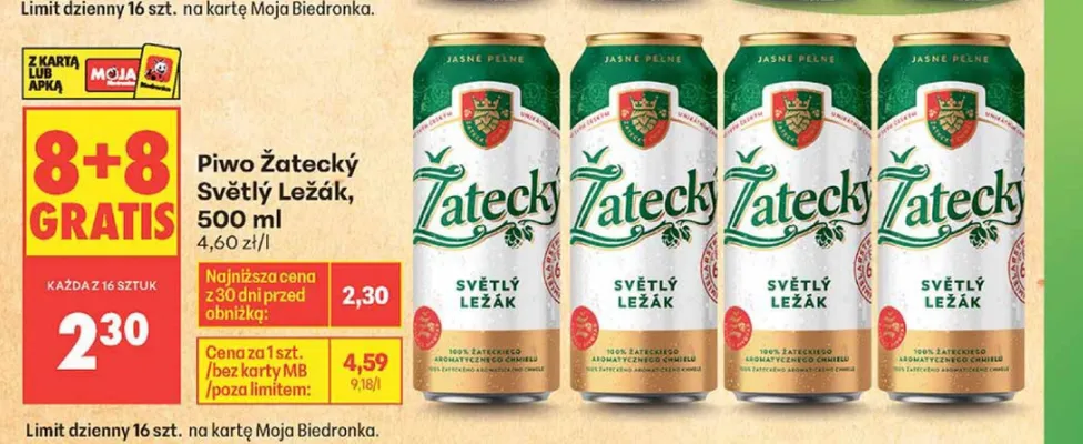 Piwo Žatecký Světlý Ležák promocja w Biedronka