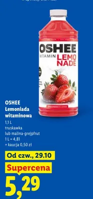 Lemoniada witaminowa Oshee malina-grejpfrut promocja w Lidl
