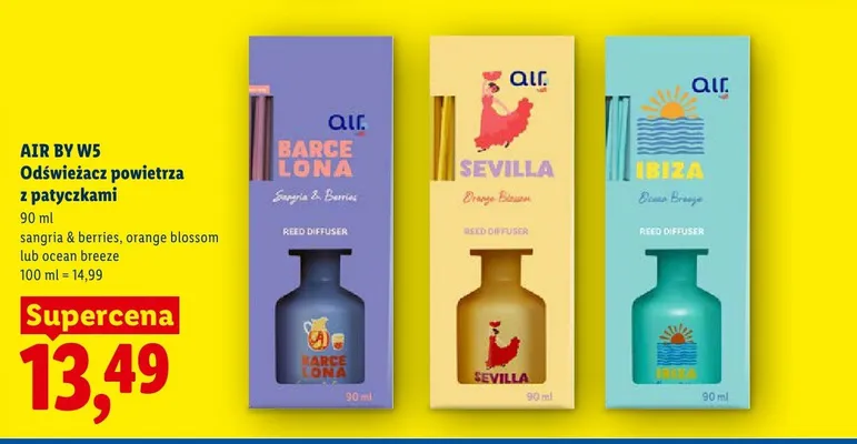 Odświeżacz powietrza z patyczkami Air by W5 Ibiza Ocean Breeze promocja w Lidl