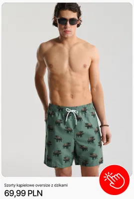 Szorty kąpielowe oversize z dzikami Cropp promocja w Cropp