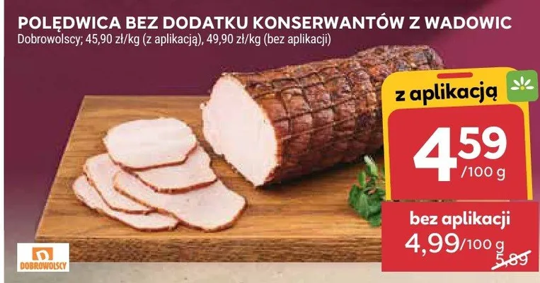 Polędwica bez dodatku konserwantów z Wadowic promocja w Stokrotka