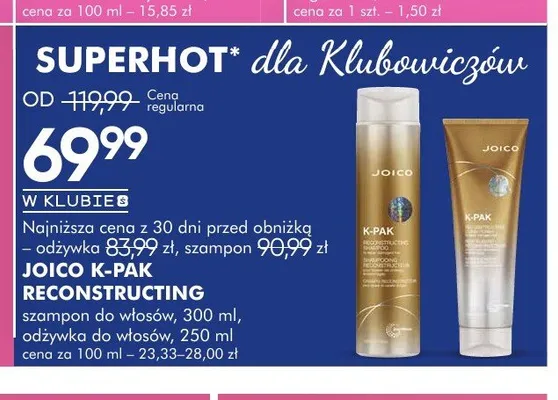 Odżywka do włosów Joico K-Pak Reconstructing promocja w Super-Pharm