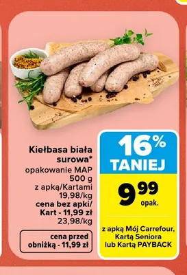 Kiełbasa biała surowa promocja w Carrefour Market