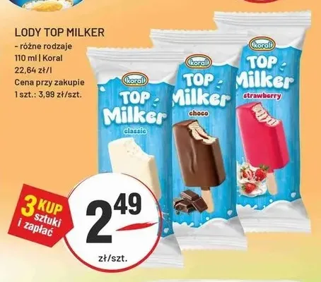 Lody Top Milker choco promocja w Sedal