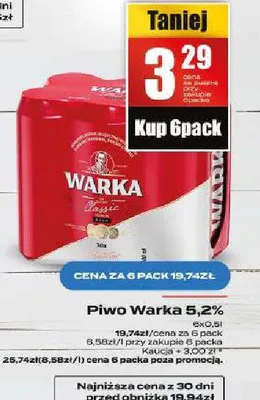 Piwo Warka Classic 5,2% promocja w Supeco