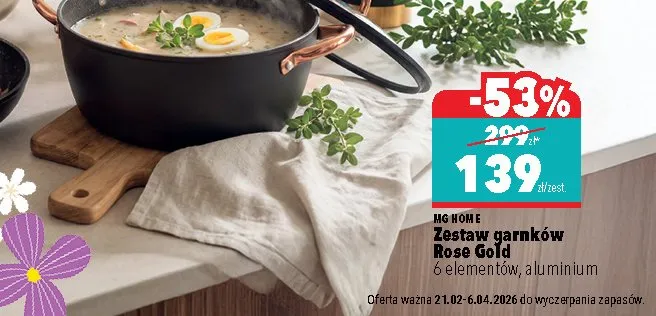 Zestaw garnków Rose Gold promocja w Biedronka Home