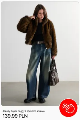 Jeansy super baggy z efektem sprania Cropp promocja w Cropp