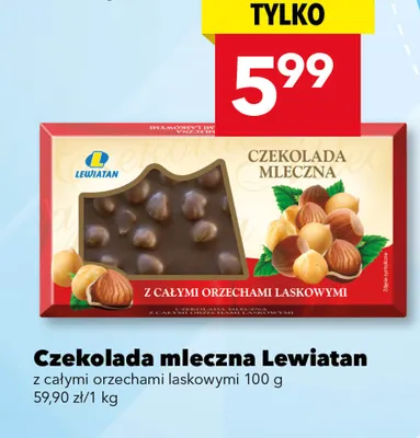 Czekolada mleczna z całymi orzechami laskowymi Lewiatan promocja w LEWIATAN